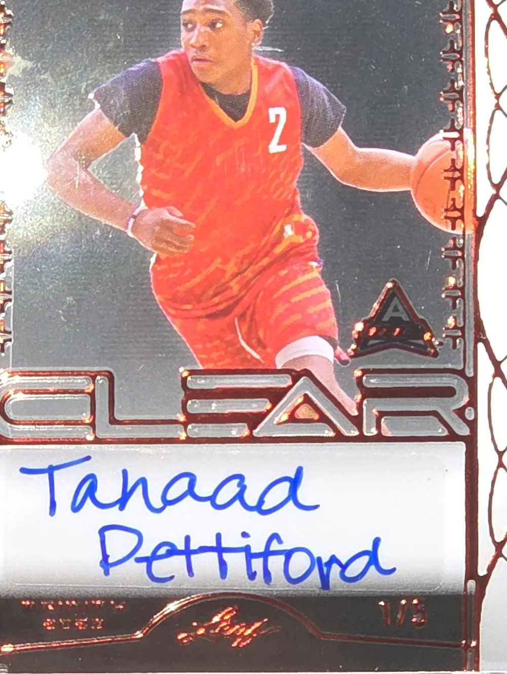 2022-23 Leaf Trinity -Tahaad Pettiford CLEAR Auto — 1/5 Short Print (Ultra Rare)